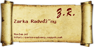 Zarka Radvány névjegykártya